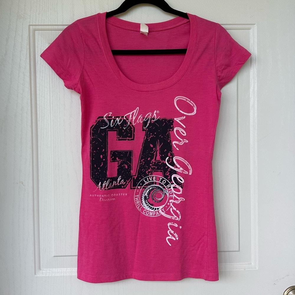 Vintage Six Flags Pink Graphic T-Shirt